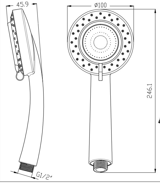 SANI-WARE Chrome Shower Head 3 Modes Function PUB Aprroved PS33